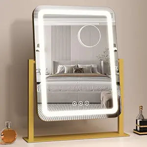 Vanity Mirror with Lights,13.1"16.7"LED Makeup Mirror,Lighted Makeup Mirror with Lights, Smart Touch Control Dimmable 3 Modes Light, Lighted Up Mirror for Makeup Desk, Bedroom, Dressing Room