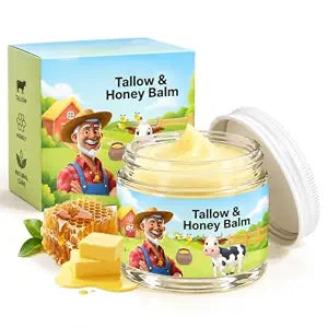 Tallow and Honey Balm, Tallow Face Moisturizer, Grass-Fed Beef Tallow & Raw Wild Honey for Smooth, Deep Hydrating Skincare for Dry Skin, Clean Beauty Formula (2.12 Fl Oz (Pack of 1))