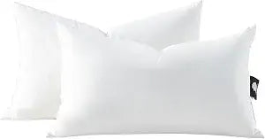 APSMILE 12x20 Pillow Insert, Lumber Down Feather Throw Pillows Set of 2 with Organic Cotton Cover, Soft Decorative Pillows for Couch Living Room,Sofa,and BedWhite