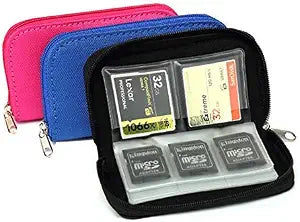 3-Pack Memory Card Case - Carrying Case Suitable for Micro SD, Mini SD and 4X CF, Card Holder Bag Wallet for Media Storage Organization (Black+Blue+Pink)