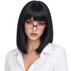 SUKRI Bob Wig with Bangs for Women- Natural Black Short Straight Daily Wigs