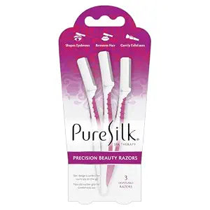 Pure Silk Precision Beauty Dermaplane Razor, Disposable Facial Razors (3)