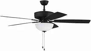 Craftmade 52" Pro Plus P211ESP5-52ESPWLN Indoor Fan with 18W LED Light Kit, Espresso Finish with Reversible Espresso/Walnut Blades
