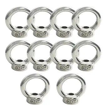 M4 (5/32") EyeNut Stainless Lifting Eye Nuts Thread Ring Shoulder for Mounting Anchor Point,10 Packs