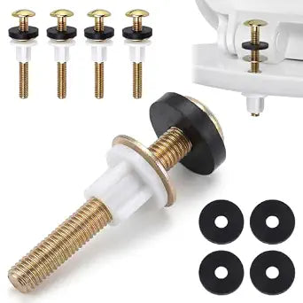 Stainless Steel Toilet Seat Screws, Dual Washers, 4 Pack