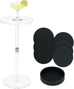 Clear Acrylic End Table  10" W x 21.3" H Small Drink Stand  Modern Side Table for Living Room or Bedroom  Solaround Style  Minimalist Accent Furniture  Glass Look Nightstand