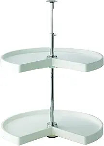 KV Lazy Susan Kidney Shaped 2 Polymer Shelves 24" (Set) White