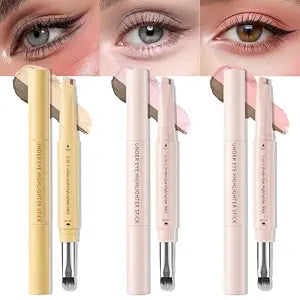 3PCS Aegyo Sal Pencil, Double Ended Under Eye Highlighter Pen with Brush