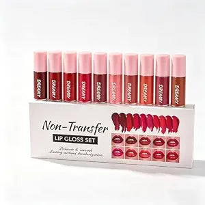 Charm Kiss 10 Pcs Liquid Matte Matt Lipstick Set,Waterproof Long Lasting Quick-drying Non-Stick Cup Nude Lip Stain Kit,Moisturizing Lip Tint, Travel-Size Mini Lip Gloss for Daily Use
