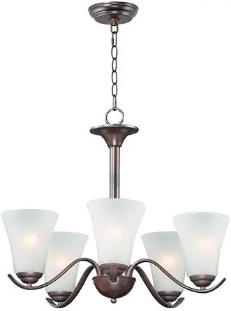 Maxim Lighting Vital 5-Light Chandelier | Oil Rubbed Bronze Steel Finish | Frosted Glass Shade | Transitional Indoor Light Fixture | Ideal for Dining Rooms & Entryways | Dimmable | 12075FTOI