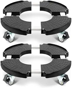 W B D WEIBIDA 2 Pack Plant Caddies with Wheels Heavy Duty 440 lbs Capacity, Rolling Plant Stand for Large Planter and Pots Indoor Outdoor, Garden Round Dolly with Lockable Casters