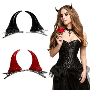 Halloween Devil Horn Hair Clips (4Pcs)