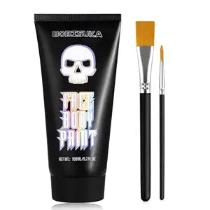 BOBISUKA White Cream Face Body Paint Large 5.2oz Volume with 2 Brushes