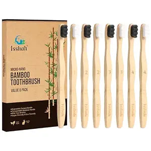 Isshah Extra Soft 20K Bristles Bamboo Toothbrush - Sensitive Gum - 8 Pack