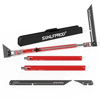 Stair Tread Template Tool - Clapmrix Locking Stair Tread Tool, Stair Measuring Tool, Stair Template, Stair Scribe Tool for Stair Measurement Tool, Shelf Project Layout (Red-Gray)