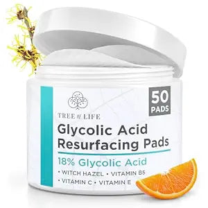 Tree of Life 18% Glycolic Acid Pads for Face, Exfoliating Pore Pad, 50 Ct