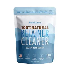 Base & Clean ��� The Daily Refresher��� | 100% Natural Retainer & Aligner Cleaner Powder | For Daily Use | 4 Month Supply | No Harsh Chemicals or Wrappers | Made in USA | NO Persulfate