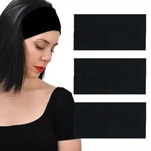 Headbands for Women 3 Pcs Black Wide Cotton Non-slip Stretchy Elastic Head Wrap Holder Hair Accessories