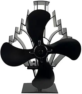Heat Powered Stove Fan for Wood & Pellet Burners: Compatible with Log Burners, 348 CFM Airflow,13" Large 4-Blade Non-Electric Dual Motor Thermal Blower, Black by Freedom Stoves