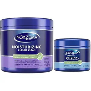 Noxzema Classic Clean Bundle – Full-Size Moisturizing Cleansing Cream Jar + Travel-Size Original Deep Cleansing Cream Jar with Real Eucalyptus Extract