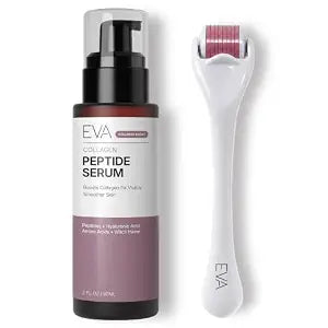 Eva Naturals Peptide Serum, 0.25mm Titanium Derma Roller Microneedling Kit