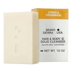 Bravo Sierra Shampoo & Soap Bar for Men - Citrus & Cedarwood, 7 Oz