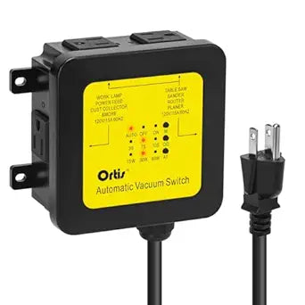2026 New! Automatic Vacuum Switch - Ortis Dust Control Autoswitch for 3 Power Tools, Delay Vacuum On/Off to Prevent Circuit Overload and Tripping, Adjustable Actuation Threshold, Yellow