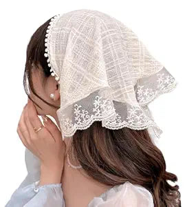 Huachi White Bandanas Head Scarf Headband for Women’s Hair - Lace Hair Scarf Bandana Headband - Cute Stylish Head Kerchief Summer Accessories