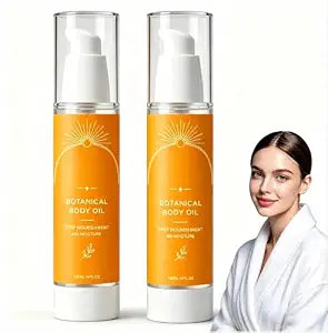 2PC Evora Botanical Body Oil for Crepey Skin with Passionflower Seed Oil, Non-Greasy Body Moisturizer Fast Absorbing For Smooth, Radiant Skin