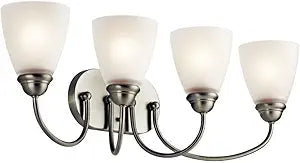 Kichler Jolie 28" 4 Light Vanity Light with Satin Etched Glass in Brushed Nickel