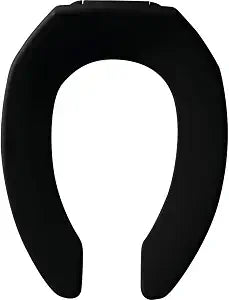 BEMIS 1955SSCT Commercial Open Front Plastic Toilet Seat, Heavy Duty Industrial No Slam Seat without Lid, Secure Installation, Made in USA, Elongated, Black