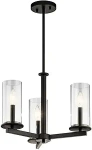 Kichler Crosby 13.75" 3 Light Convertible Chandelier with Clear Glass Olde Bronze