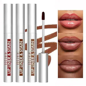 Peel Off Lip Stain Tattoo Set, 3 Colors Peel Off Lip Liner, Removable Lip Liner Set, Matte Finish Waterproof Lip Liner Pencil, Transfer-proof Peel Off Lip (3Colors/Set, B)