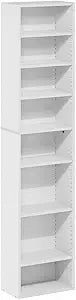 Furinno Indo DVD Shelf, 8-Tier CD Rack, Media Shelf with Adjustable Shelves, DVD Storage Cabinets for CD Blueray Game Disc, Easy Assembly, for Living Room, Home Office, White