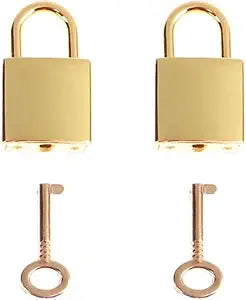 2pcs Vintage Old Antique Style Mini Archaize Padlocks Key Lock with Key for Jewelry Box Storage Box Diary Book(Gold)