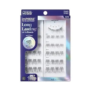 Kiss Impress False Eyelashes, Lash Clusters, Long Lasting, 'Demi Natural', 8mm-16mm, Includes 48 Pre-Glued Clusters, Contact Lens Friendly, Easy to Apply, Reusable Strip Lashes