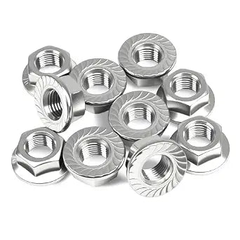 M14x1.5mm Serrated Flange Nuts, M14 Hex Lock Nuts, 10PCS