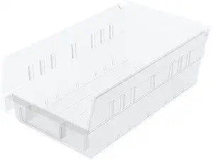 Akro-Mils 30130 Plastic Shelf Bins, Heavy Duty Storage Bins for Garage, Closet, and Drawer Organization, 12" x 6-1/2" x 4", Clear, 12-Pack