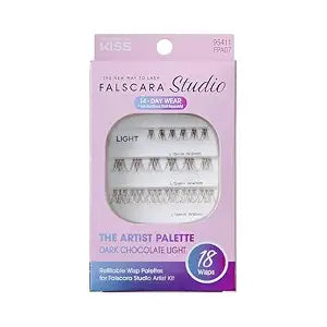 Falscara Studio Lash Extension Kit, Individual Lash Palette, 18 Stackable Lash Clusters, ï¿½ï¿½ï¿½Dark Chocolate Lightï¿½ï¿½ï¿½ False Eyelashes, Medium Volume, Length 10mmï¿½ï¿½ï¿½14mm,