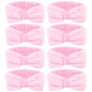 Ondder Spa Headband for Washing Face 8 Pack Pink Skincare Makeup Headbands