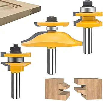 TAIWAIN 1/2'' Shank Router Bit Set Milling Tool for Woodworking Round Over Raised Panel Cabinet Door Ogee Rail and Stile Router Bits Sets Woodwork Groove Tongue Cutter Carbide Coated Tool(2)
