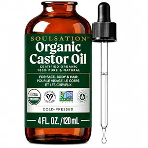 SOULSATION Castor Oil Organic Cold Pressed for Eyelashes, Hair & Skin 4oz