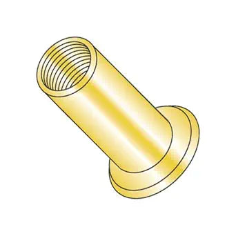 10-32 (Max Grip .080) Large Flange Blind Threaded Inserts/Steel/Zinc Yellow/Large Flange/Non-Ribbed (Carton: 1,000 pcs)