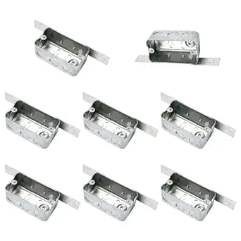 8 Packs 4 x 2 Inch Metal Electrical Box with Bracket, 1/2 Inch End Knockouts Electrical Box, Wood/Metal Stud Bracket Welded, Junction Box, Galvanized