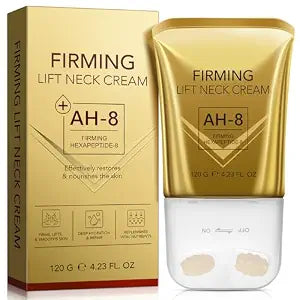 AH-8 Firming Neck Cream with Roller - Anti-Aging Moisturizer for Neck & Chest - Lifts, Tightens, Deeply Hydrates, Reduces Fine Lines & Wrinkles - For Crepey, Sagging Skin - 4.23 fl.oz