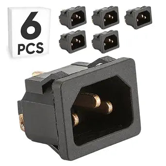 6-Pack Heavy Duty IEC C14 AC Power Inlet Module, 15A 250V 3-Pin Panel Mount Socket for Server/Electrical Enclosure