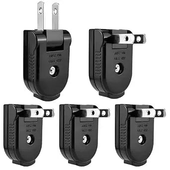 5 Pcs Extension Cord Replacement Male Power Plug, 2 Prong Rotatable