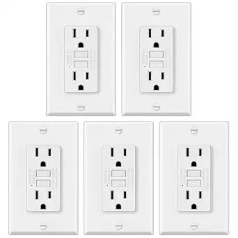 ELECTECK 5 Pack GFCI Outlets 15 Amp, NTR GFI Receptacles, ETL Listed, White