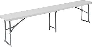 Flash Furniture Talbott 10.25''W x 71''L Bi-Fold Granite White Plastic Bench with Carrying Handle