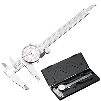 HDLNKAK Dial Caliper 0-6"/150mm Dual Reading Scale, Inch/Metric SAE Standard, Stainless Steel Caliper Measuring Tool Accurate to 0.001/ 0.02 mm, Silver